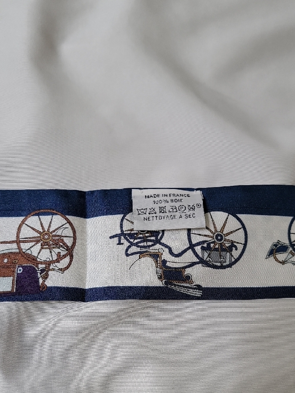 Hermes Navy and Brown Equestrian Twilly Scarf - Picture 3 of 3